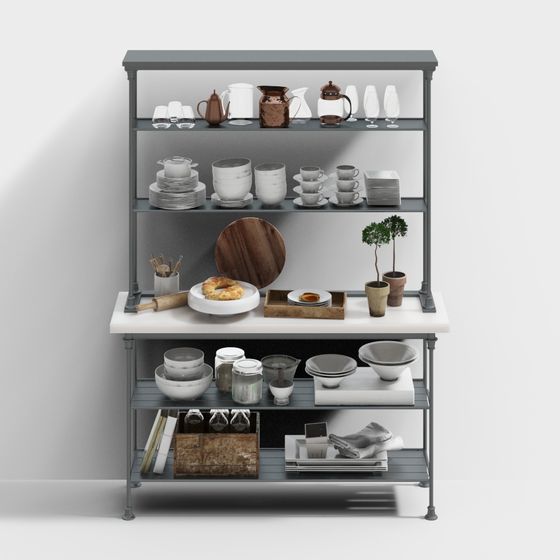 Black Storage Rack and Cabinet 3D Model for Modern Spaces