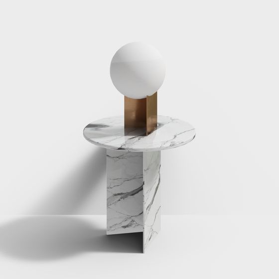 Marble & Brass Side Table 3D model