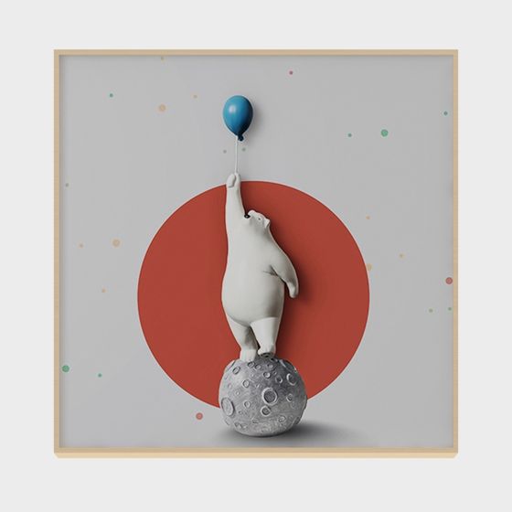 Floating Polar Bear on the Moon 3D model