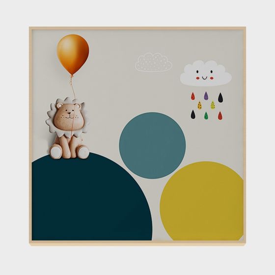 Charming Low-Poly Lion with Balloon 3D model