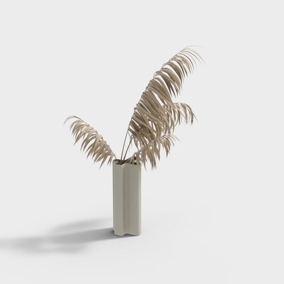 Modern Minimalist Vase with Palm Leaves 3D model