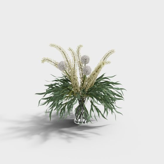 Low-Polygon High-Detail Grass Bouquet 3D model
