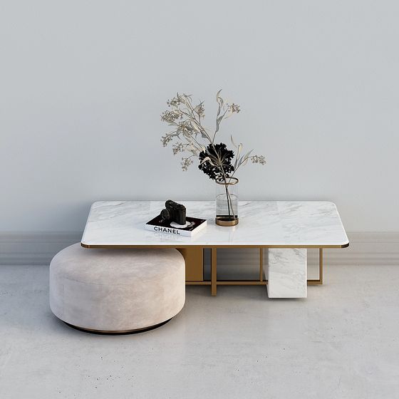 Modern Affordable Luxury Coffee Table 3D Model in Gold