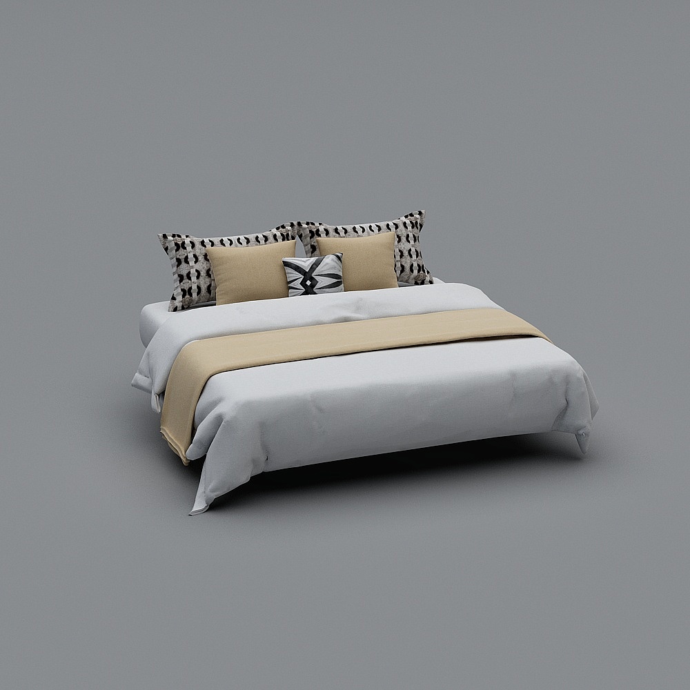 Juego de ropa de cama con sábanas, colchón y almohada, cubierta de manta simple