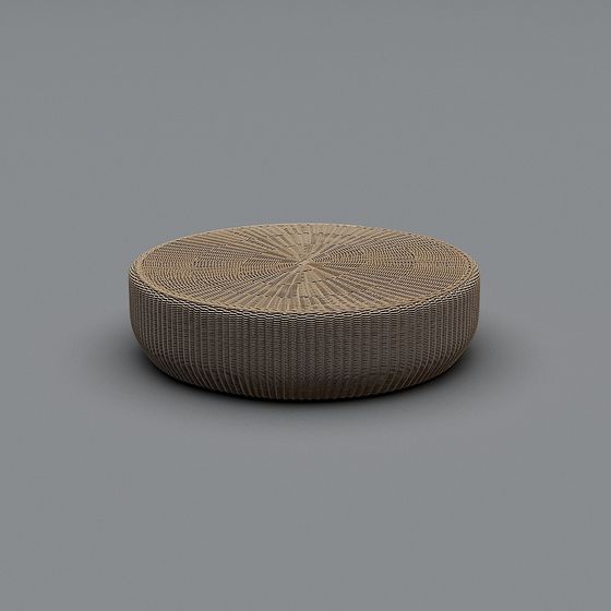 Rattan Round Ottoman 3D model