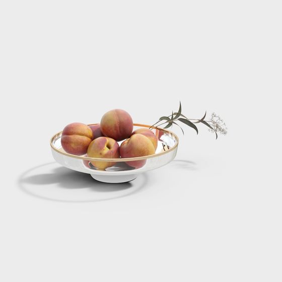 Fruit Bowl with Peaches 3D model