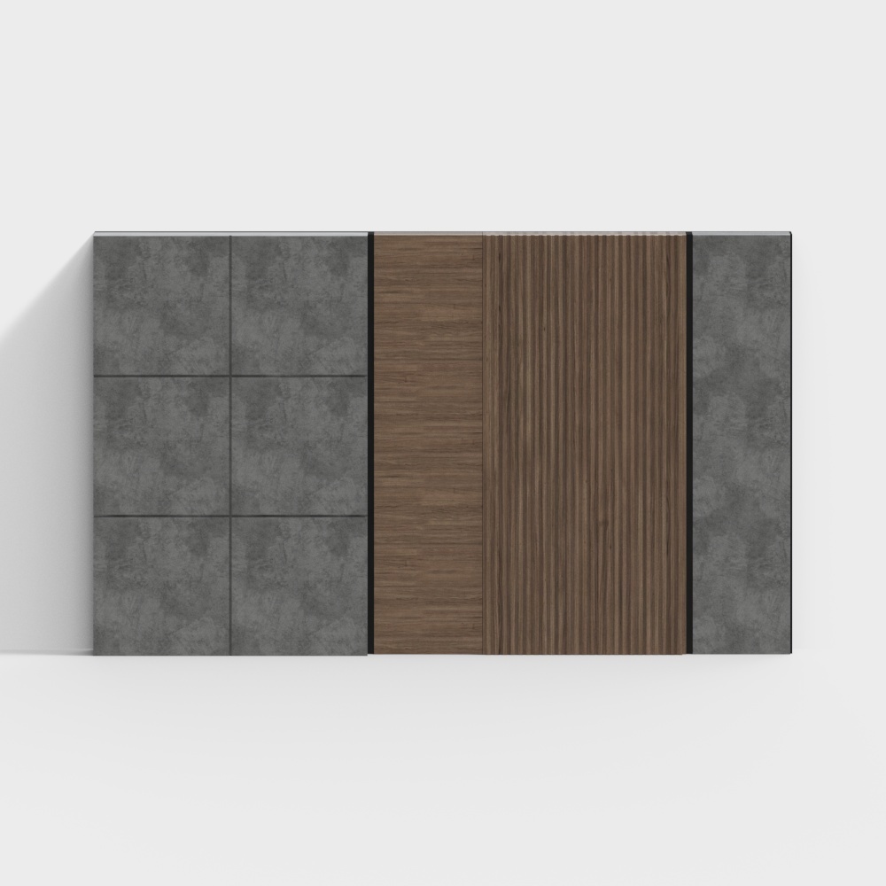Artistic Concrete and Wood Wall Panel 3D model