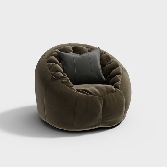 Comfortable Brown O-Shape Lazy Sofa 3D Model for Cozy Living