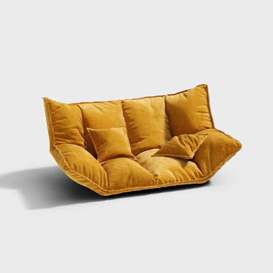 Modern Lazy Sofa 3D Model in Orange