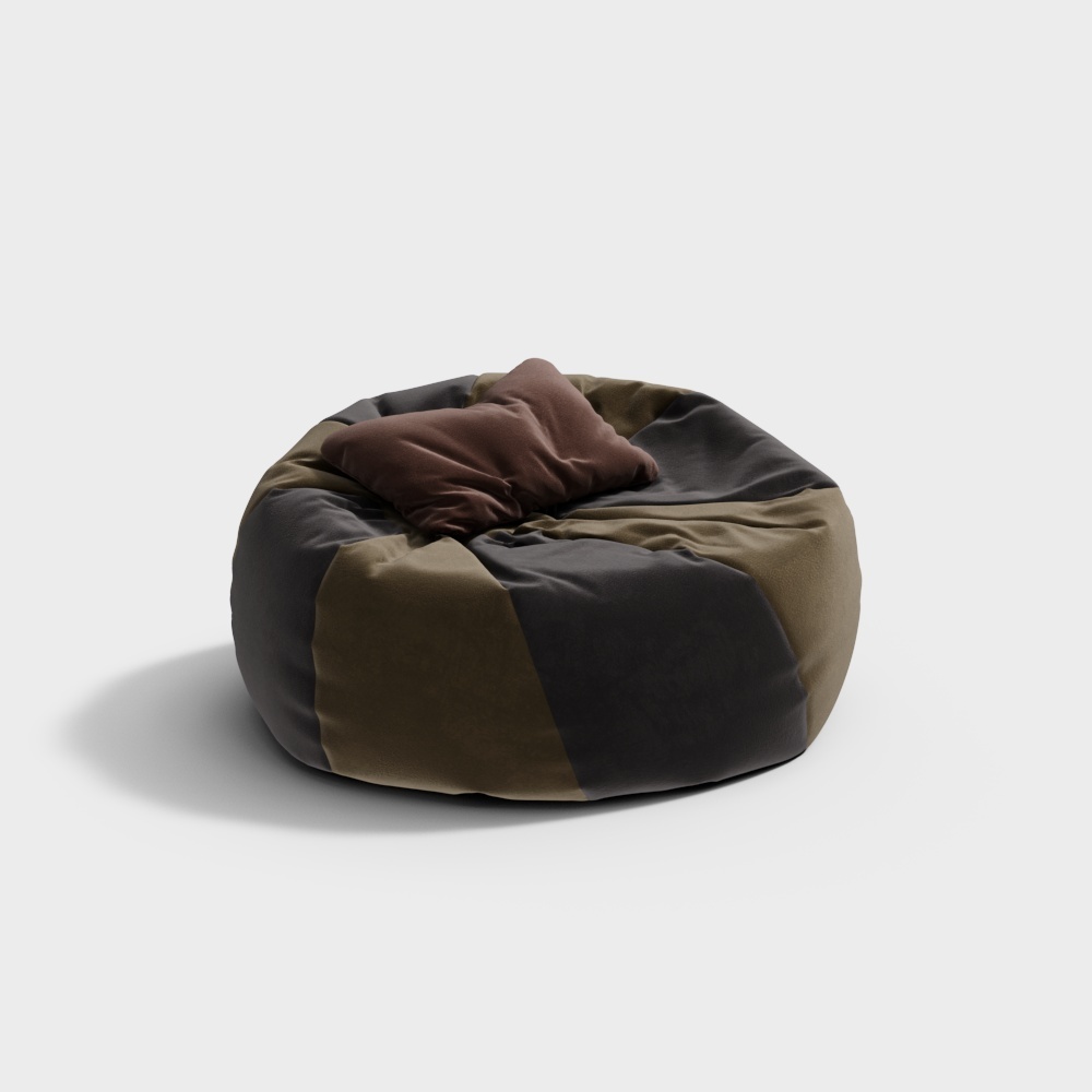Cozy Bean Bag 3D Model – Low-Poly Warm Tones
