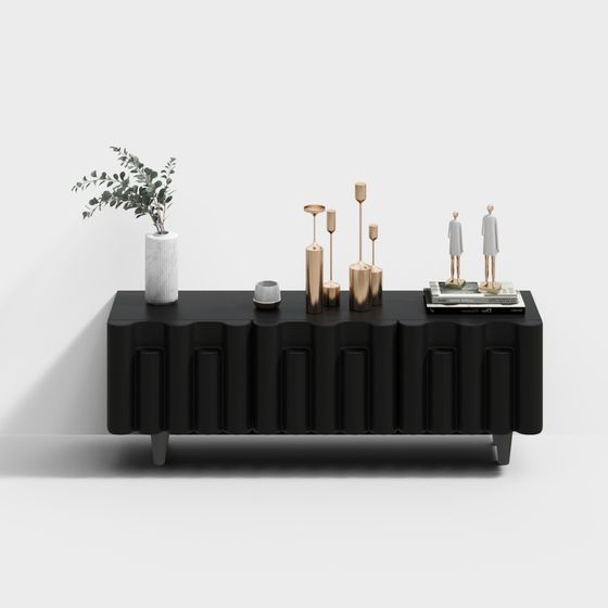 Stylish Low-Polygon Sideboard 3D model for Modern Interiors
