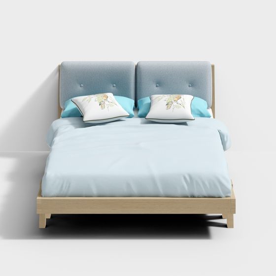 Stylish Minimalist Bed 3D model