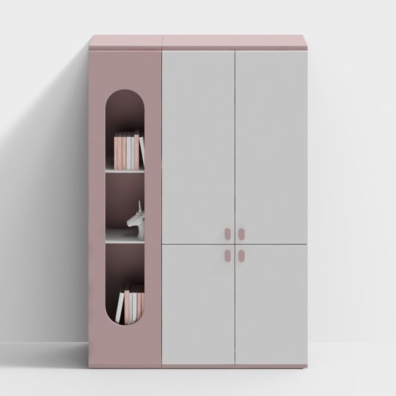 Pink and Gray Storage Cabinet 3D model