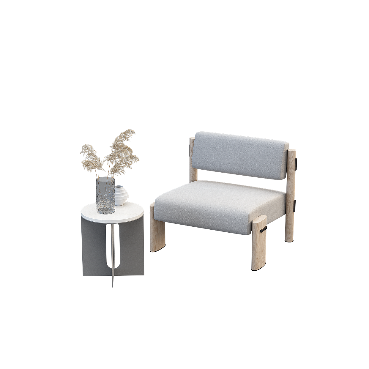 Urban Relaxation Chair 3D Model – Low-Poly Fabric Design