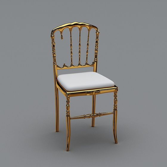 Elegant Gold Chair 3D model for Luxurious Interiors