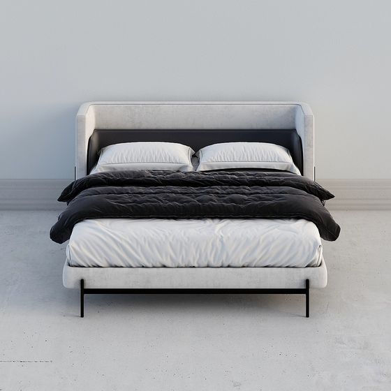 Contemporary Low-Polygon Bed Frame 3D model