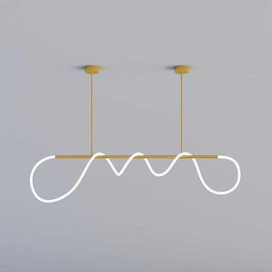 Elegant Curved LED Chandelier 3D model