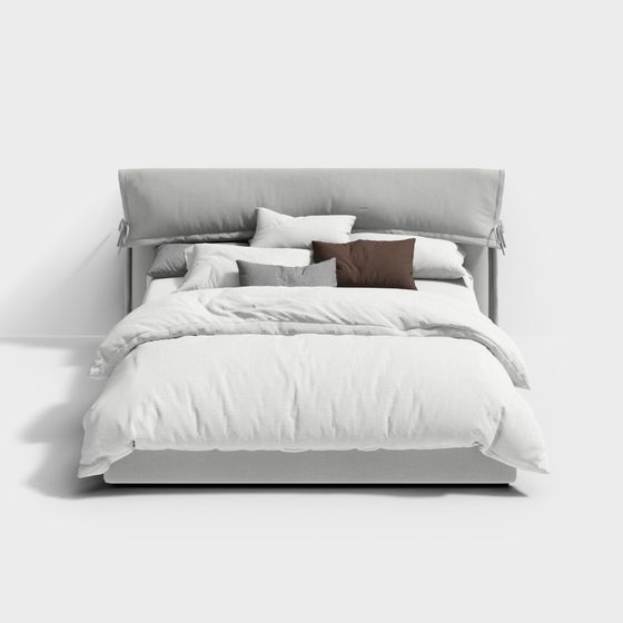 Stylish 3D Bed Model for Contemporary Interiors