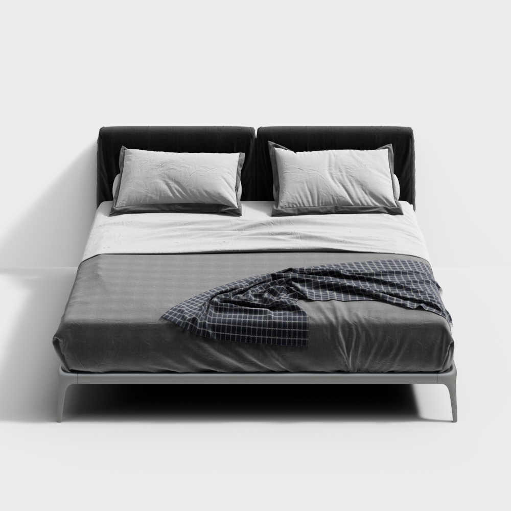 Modern Minimalist 3D Bed Model – Low-Poly Urban Style