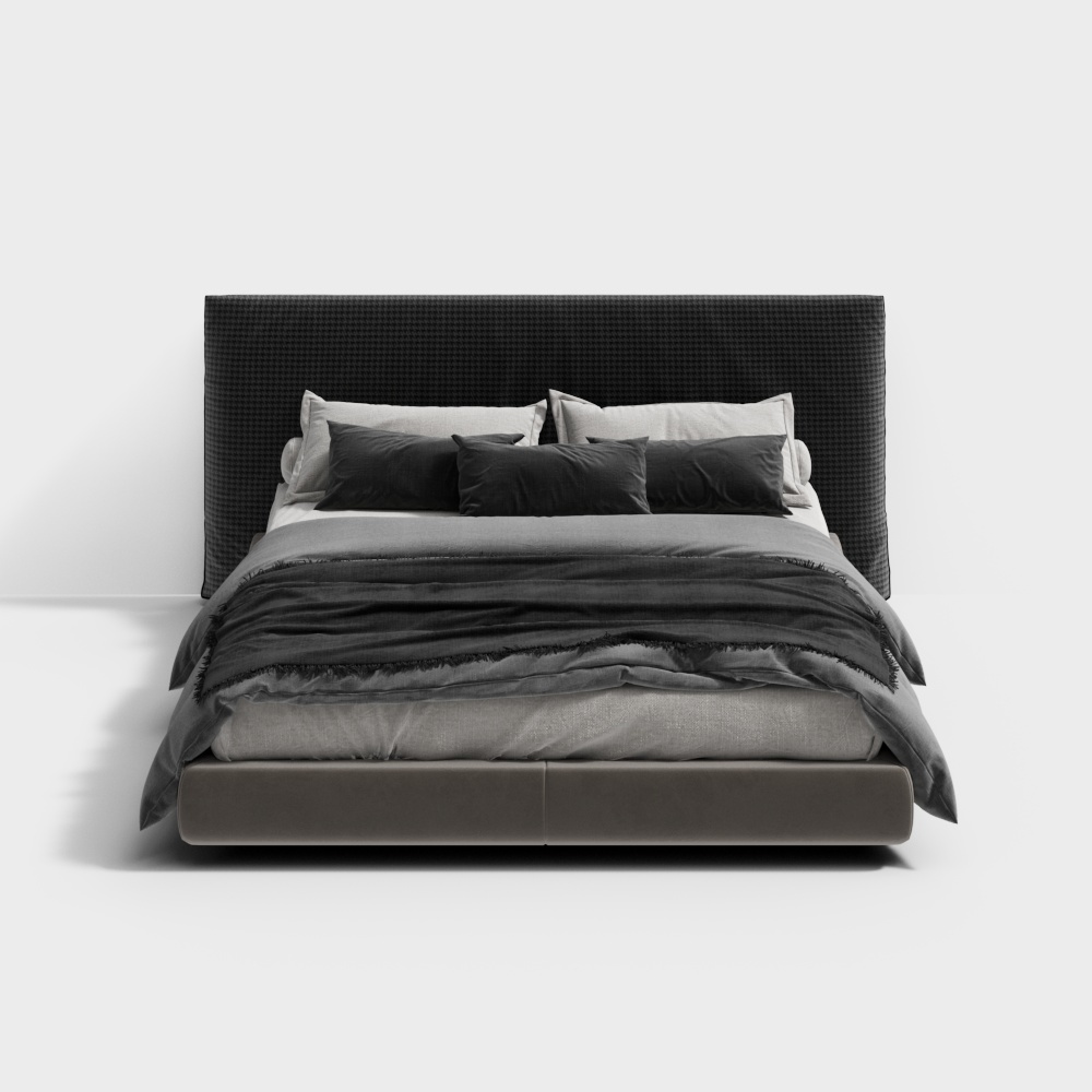 Cama doble gris moderna de alta gama Poliform
