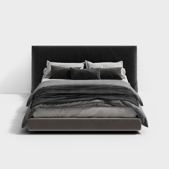 Cama doble gris moderna de alta gama Poliform