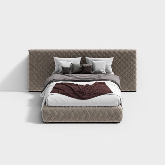 Elegant Low-Poly Bed 3D Model for Modern Design