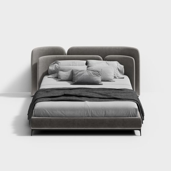 Stylish Gray Bed 3D model for Modern Interiors