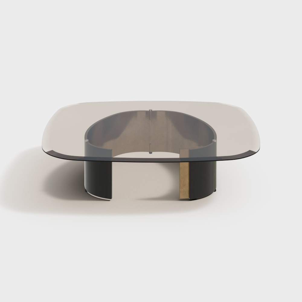 Sleek Glass Coffee Table 3D Model – Curved Minimalist Design