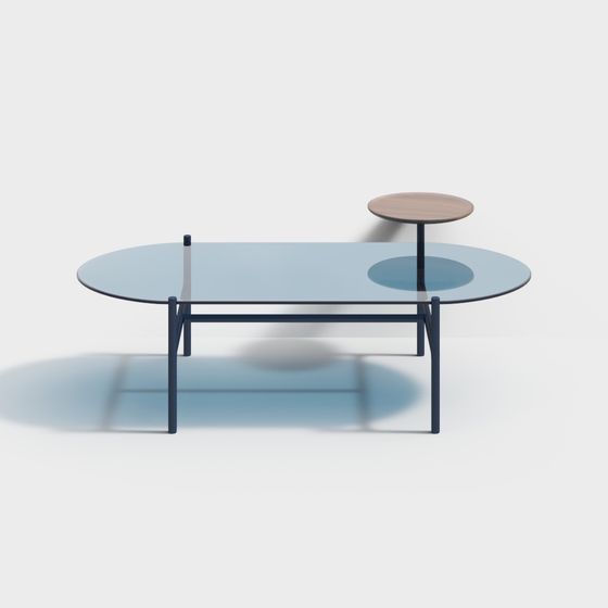 Glass Round Table and Side Table Set 3D model