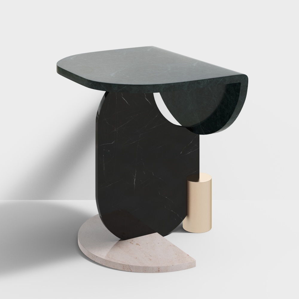 Abstract Geometric Table 3D Model – Green Marble Luxury