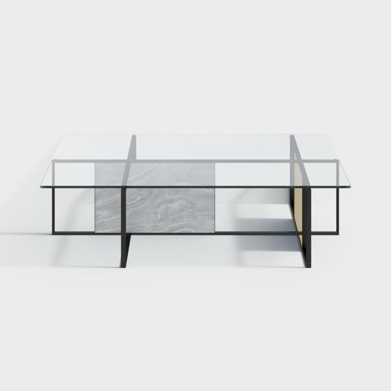 Elegant Glass Marble Coffee Table 3D model for Modern Spaces