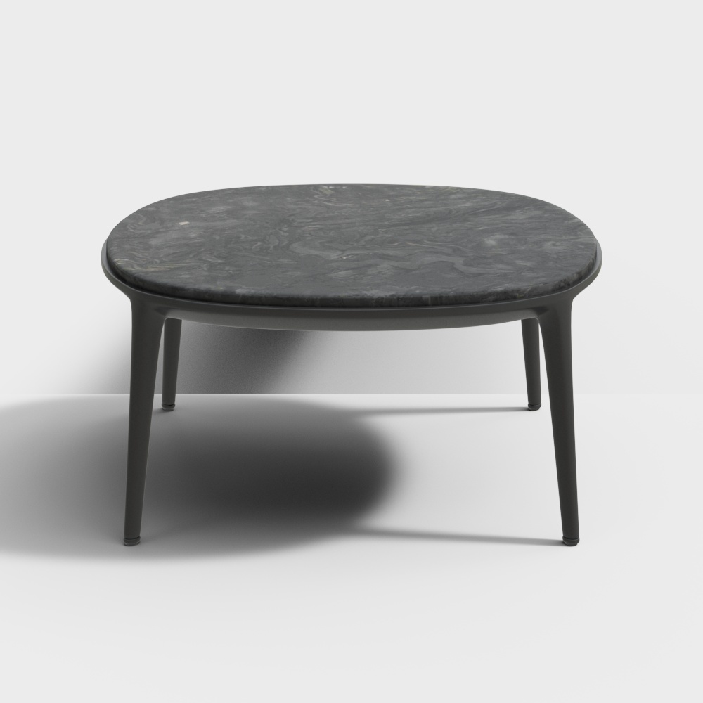 Low-Poly Round Table 3D Model – Marble & Metal
