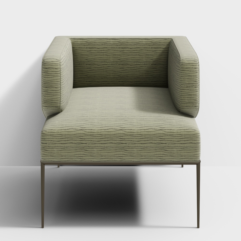 Urban Comfort Low-Poly Chair Model – Green Rattan Design