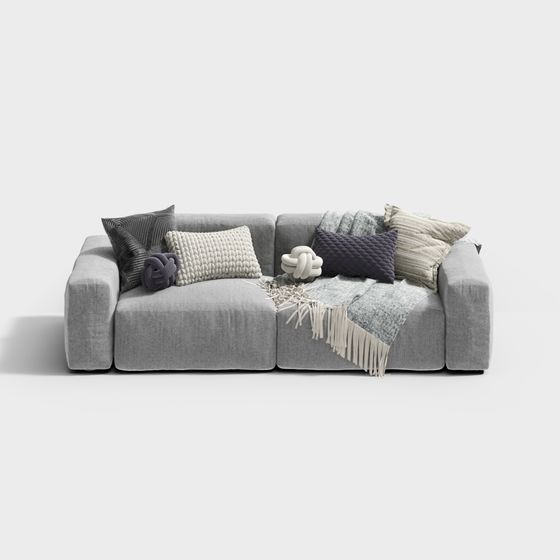 Stylish Low-Poly Sofa 3D model for Modern Interiors