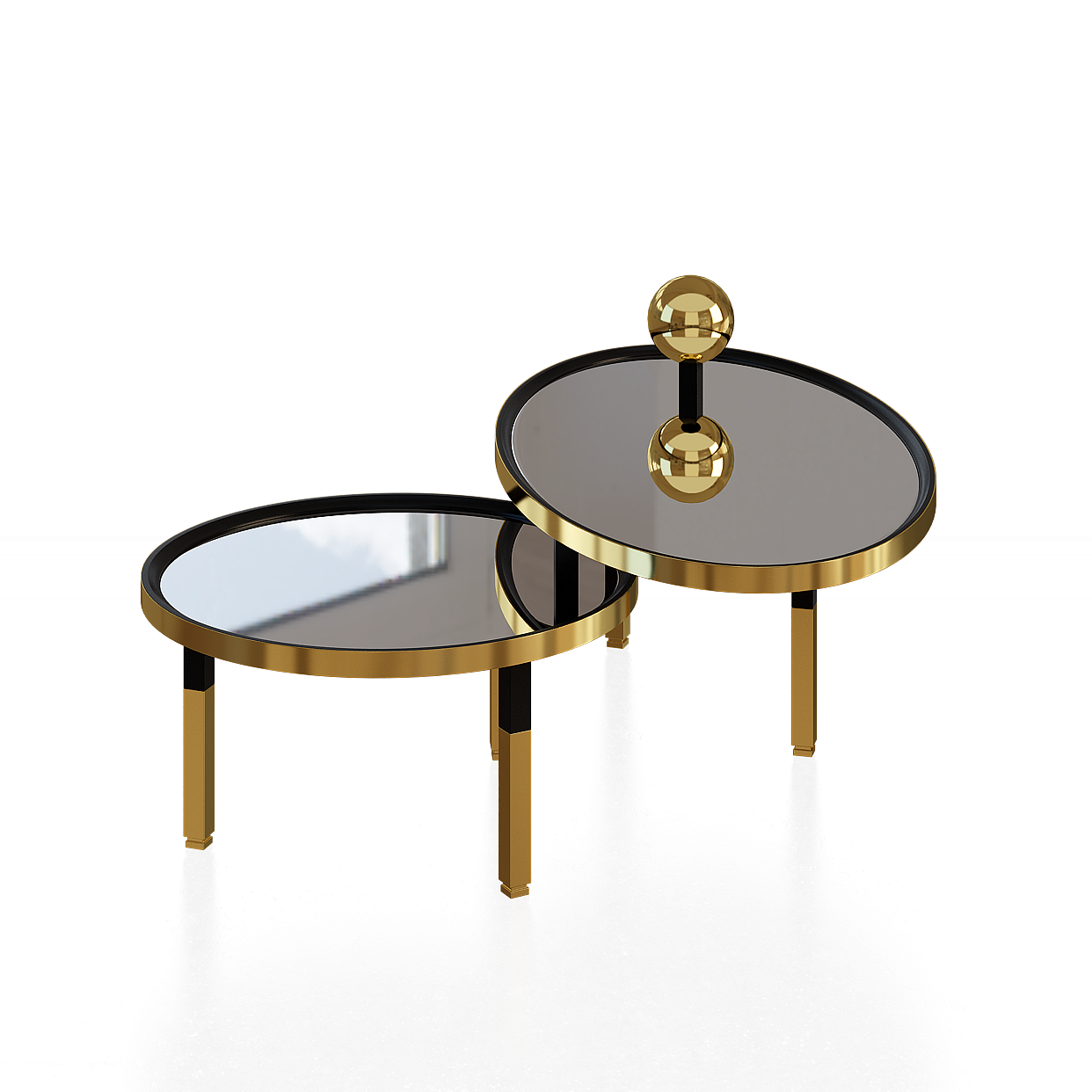 Waltz End Table 3D Model – Minimalist Gold and Black Design