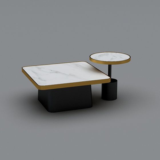 Stylish Marble Coffee Table Set 3D model for Modern Interiors