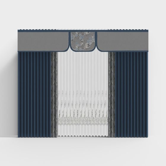 Elegant Low-Poly Curtain 3D Model Design