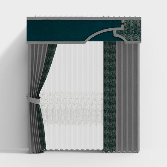 Elegant Low-Poly Curtain 3D Model