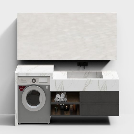 Black Bathroom Cabinet 3D Model