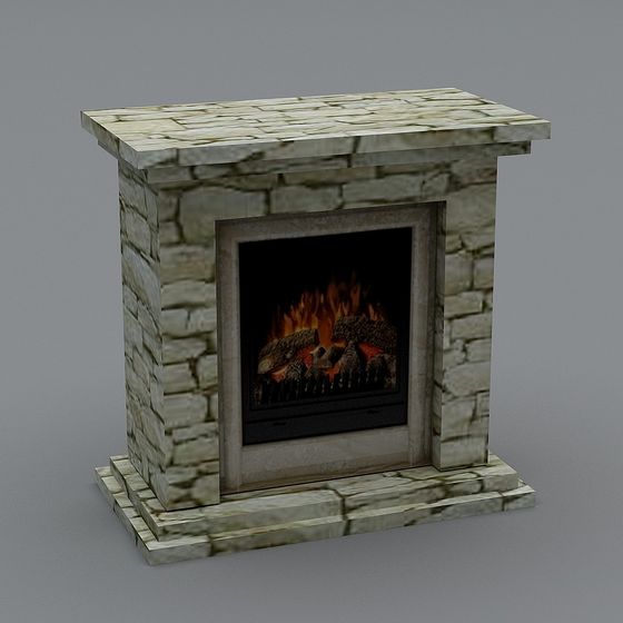 Stylized Low-Poly Fireplace 3D model