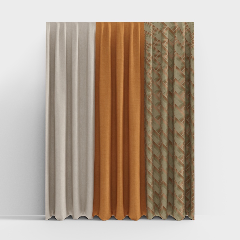 Stylish Low Poly Curtain 3D Model