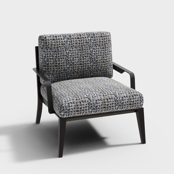 Elegant Low-Polygon Upholstered Chair 3D model