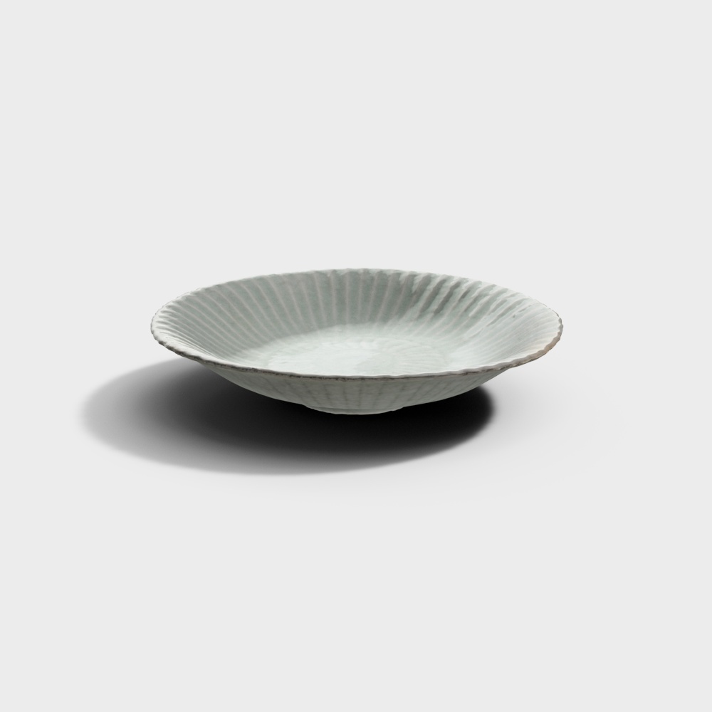 Song Longquan kiln green glazed chrysanthemum petal lying foot dish