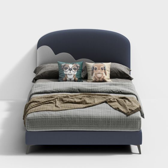 Charming Low-Poly Bed 3D model for Comfortable Spaces