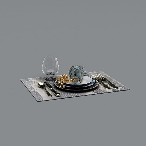 Elegant Dining Table Setup 3D model