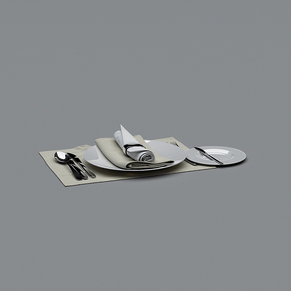 Elegant Low-Poly Dining Table Setup 3D model