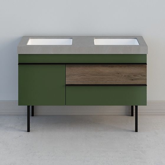 Stylish Low-Poly Bathroom Cabinet 3D model