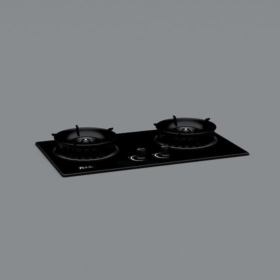 Stylish Double Burner Kitchen Stove 3D model for Contemporary Designs