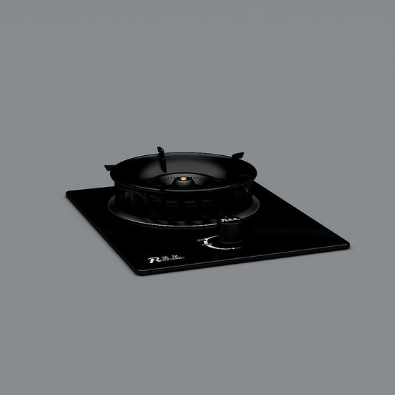 Black Gas Stove 3D Model for Kitchen Designs