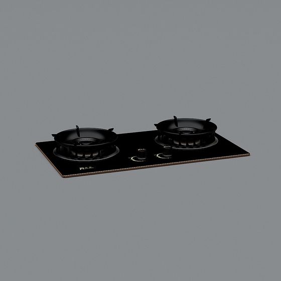 Elegant Double Burner Stove 3D model for Modern Kitchens